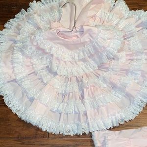 Vintage Kathleen Scott Pink Party Dress & Pinafore Sz 2T